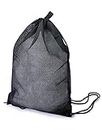 QWORK® Mesh Drawstring Bag - 18 x 24 Inch - Sport Gym Net Bag for Beach Pool Basketball Football (Black)