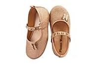 Planet Wear Girl' s Golden Glittered Ballerina Bellies with Butterly/ 27 Euro Size Bellies for 3.5 Years to 4.5 Years (9 UK)