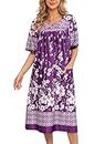 AVIIER House Dress Women Short Sleeve Mumu Lounge Dresses Patio Nightgowns with Pockets (Purple, Medium)…