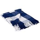DII Buffalo Check Collection Rustic Farmhouse Throw Blanket with Tassles, 50x60, Navy/Off-White