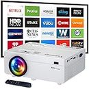 Mini Projector, 1080P Full HD Supported Portable Video Projector, 10000 Lux. LED Projector for Home Movie Theater Compatible with TV Stick HDMI VGA Android/iPhone, Backpack Included (Milky)
