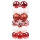 Sea Team 24-Pack Christmas Ball Ornaments with Strings, 60mm/2.36-Inch Medium Size Baubles, Shatterproof Plastic Christmas Bulbs, Hanging Decorations for Xmas Tree, Holiday, Wedding, Party, Red