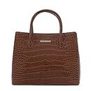 Miraggio Victoria Top-Handle Women's Satchel Handbag with Shoulder Strap - Tan Brown
