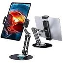 Lucrave Tablet Stand Holder for iPad, Adjustable with 360 Rotating Base for Desk, Aluminum Swivel Tablet Stand Compatible with iPad Air/Mini, iPad 10.2/9.7, iPad Pro 11/12.9 and More, Black
