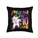 Les marchandises De Joueurs Co. Enfant Tee Shirt 10 Ans Fille Anniversaire Cadeau Licorne Throw Pillow, 16x16, Multicolor