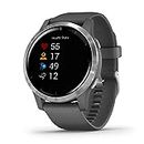 Garmin Vivoactive 4, GPS Smartwatch, Features Music, Body Energy Monitoring, Animated Workouts, Pulse Ox Sensors and More, Silver with Gray Band