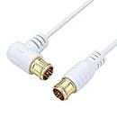 Holic HAT70-111LPWH Ultra Fine Antenna Cable, S-2.5C-FB Coaxial, 23.2 ft (7 m), 4K8K Broadcasting (3,224 MHz), BS/CS/Terrestrial Digital/CATV Compatible, White, L-Shaped Insert/Insertion Connector