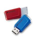 Verbatim Store 'n' Click USB-Stick 2x, USB 3.2 Gen 1, 32GB, Speicherstick mit Verriegelungsmechanismus, USB-3, externer Speicher für Laptop Notebook & Co, bis 5 Gbit/s, rot blau