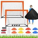 TGLTIC Soccer Nets for Backyard Kids, 2 of 4X 3FT Portable Indoor+Outdoor Soccer Goal Training Equipment, 8 Dis Cones and Carry Bag, Pop Up Soccer Goals Nets Set for Kids