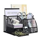 MumdoYAL Organizzatore da scrivania, Organizer metallo a maglia con cassetto e porta penne per risparmiare spazio sulla scrivania. Ideale per penne, memo adesivi, graffette e clip.