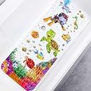Secopad Baby Bath Mat for Tub for Kids, 40 X 16 Inch Non Slip Cartoon Bath Tub Shower Mat Anti Slip with Drain Holes and Suction Cups Machine Washable, Turtle