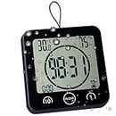 Timer Waterproof for Shower, Water Resistant Bathroom Wall Clock with Suction, Large Countdown Visual Timer for Kids, Digital Outdoor Hanging Clock with Temperature and Humidity Display (Black)