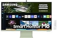 Samsung 32-Inch(80Cm) 3840 X 2160 Pixels M8 4K UHD Smart Monitor, Wireless Webcam, Type-C, Smart TV apps, TV Plus, Office 365, Dex, Apple Airplay, BT, IOT, Speakers, Remote (LS32BM80GUWXXL, Green)