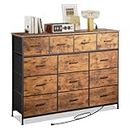 EKNKOZY Dresser TV Stand with 13 Drawers, Up to 60" Dresser TV Stand with Power Outlets, Bedroom Dresser, Chest of Drawers for 60'' Long TV, Wide Fabric Dresser for Storage