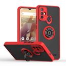 For ZTE Blade A52, Shockproof Magnetic Hybrid Armor Ring Stand Matte Case Cover
