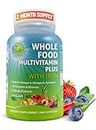 Vegan Whole Food Multivitamin with Iron, Daily Multivitamin for Women and Men, Made with Fruits & Vegetables, B-Complex, Probiotics, Enzymes, CoQ10, Omegas, Turmeric, Non-GMO, 180 Count