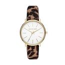Michael Kors Pyper Women's Watch, Stainless Steel Watch for Women with Steel, Leather, or Silicone Band, Gold/Cheetah, Pyper