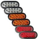 All Star Truck Parts] Oval Sealed 10 LED 2x RED + 2x WHITE + 2x Amber Stop Turn Tail Reverse Backup Light Kit with Light, Grommet and Plug for Truck, Trailer Headache Rack Backrack