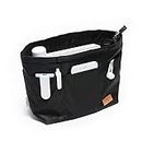 iN. Purse Organizer Insert with zipper, Nylon fabric Storage Bag with handles, for womens Handbags & Tote bags, neverfull, lightweight large sized Black