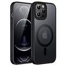 JETech Funda Magnética para iPhone 12 Pro MAX 6,7 Pulgadas Compatible con MagSafe, Carcasa Translúcida Mate Trasera Fina Antigolpes (Negro)