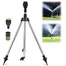Rotating Tripod Sprinkler, Upgraded Stainless Steel Automatic Rotary Irrigation Tripod Telescopic Support Sprinkler with 360 Degree Large Area Coverage, Watering Sprinklers for Lawn Yard Garden