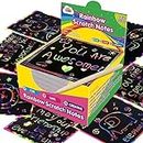 Mini notas artísticas ZMLM Rainbow Scratch -125 Magic Scratch Note Off Paper Pads Cards Sheets para niños Black Scratch Note Arts Crafts DIY Party Favor Supplies Kit Cumpleaños Juguete Caja de regalos