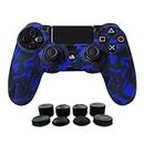 Hikfly Silicone Controller Cover Skin Protector Case Faceplates Kits for Sony Playstation 4 PS4/PS4 Slim/PS4 Pro Cntroller Video Games(1x Camouflage Cover with 8 x FPS Pro Thumb Grips Caps)(Blue)
