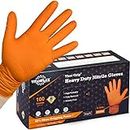 TITANflex Thor Grip Heavy Duty Industrial Orange Nitrile Gloves, 8-mil, Disposable Latex Free with Raised Diamond Texture Grip, Powder Free, Rubber Mechanic Gloves,100-ct Box (XL)