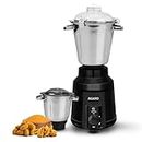AGARO Grand Commercial Mixer Grinder 1400W, Heavy Duty, 100% Pure Copper Motor, Stainless Steel Jar, 3 Speed with Incher, Stainless Steel Blades, Wet & Dry Grinding, Black & Grey