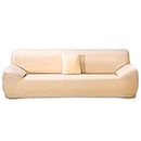 Febixo Stretch Sofa Covers 1/2/3/4 Seater, Loveseat/Armchair Cover, L Shape Sectional Sofa Slipcover, Furniture Protector Elastic Fabric Soft Couch Covers, with Free Pillowcase (Beige, Four Seater)