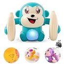 Wembley Dancing Monkey Musical Toy for Kids Baby Spinning Rolling Doll Tumble Toy with Voice Control Musical Light and Sound Effects with Sensor - ISI Mark - Multicolor