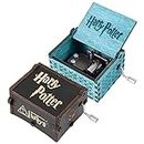 Wooden Music Box, 2 pezzi di scatole per musica in legno, stile vintage, intagliato in legno, con scritta in lingua inglese "Harry Potter Wooden Hand Crank Music Boxes with Hand Crank for Birthday,
