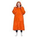 KPBLIS Oversized Hoodie Blanket for Women and Men, Wearable Blanket Hoodie, Warmest Oversized Wearable Blanket Sweatshirt with Sleeves and Giant Pocket for Adults and Kids, Orange