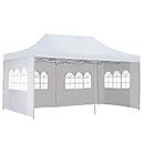 Gazebo Tent for Outdoor 10 x 20ft with 3 Sided European Covers/Water Proof Tent/Portable & Foldable/Outdoor/Advertising Gazebo Canopy Tent 2 Mins Installation (45 kgs, White)