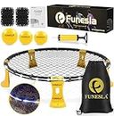 Funesla Roundnet Games Set with Carrying Bag and Strip Light (3 Balls Set) - Roundnet Ball Set Playing Roundnet Game for Lawn Beach Backyard Park Outdoor and Indoor