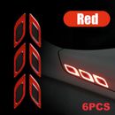 6pcs Car Decal Stickers 3D Reflective Sticker Safety Warning Sticker Accessories
