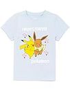 Pokémon T-Shirt Filles Enfants Pikachu Eevee Jeu Blue Top 9-10 Ans