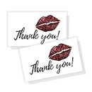 Thank You Cards Red Lip | Pack of 50 | Single Sided | 2 x 3.5" inches | MLM Multilevel Marketing Materials for Packages | LipSense by SeneGence, Avon, Younique, Mary Kay