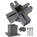 Antsky 4x4(Actual Size: 3.5x3.5inch) Stainless Steel 5-Way Corner Bracket with 1 Flange Anchors Base, Pergola/Gazebo Kit Hardware