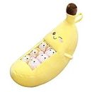 VickyPOP Cute Bag of Banana Throw Pillow Stuffed Toys Removable Fluffy Dolls Gift for Girl Kids (Banana Shape)