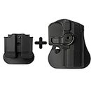 IMI Defense Tactical Combo Z1420 Best Roto Retention Paddle fondina + doppio Magazine Pouch Black Polymer For Walther M1 (PPQ Classic 9/.40), M2, Navy SD, P99Q Pistol Handgun