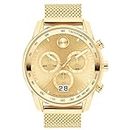 Movado Bold 3600911 Gold Dial Gold Stainless Steel Mesh Bracelet Men's Chronograph 48mm Watch