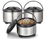 Dr. Equipment Stainless Steel Thermoware Casserole Double Wall Insulated Hot Pot for hot Meal| chapati| Curry| roti, Set of 3 (2500ML X3Pcs)