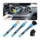 zipelo 3 Pcs Car Detailing Brush with Conversion Elbow, Soft Bristle Auto Dusting Brush, Car Interior Exterior Cleaning Kit for Wheels, Engine Bay, Leather Seats, Dashboard, Air Vent