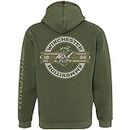 Winchester Legend Collection Rider Crest Banner Made in the USA Fleece Pullover Hooded Sweatshirt for Men, Olive, Large