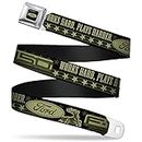 Buckle-Down Seatbelt Belt - FORD F-150 WORKS HARD, PLAYS HARDER./Stars Black/Tan/Olive - 1.5" Wide - 24-38 Inches in Length