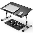 Besign Adjustable Laptop Table, Laptop Stand, Portable Standing Bed Desk, Foldable Sofa Breakfast Tray, Lap Desk for Reading and Writing, Large Size, Black