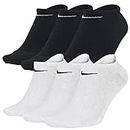 Nike Sneakersocken Socken 6 Paar Weiß Grau Schwarz Herren Damen Füßling SX2554, Farbe:Schwarz/Weiß, Socken Neu:34-38