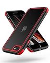 MobNano Ultra Hybrid Durchsichtig Handy Hülle für iPhone se 2022 2020, Stoßfest Bumper Transparent Handyhülle 360 Grad Kantenschutz Silikon iPhone 7 8 SE2 SE3 Case Schwarz Rot