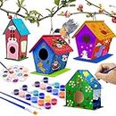 hapray 4 Pack DIY Bird House Kit, Crafts for Children to Build and Paint Birdhouse (Includes Paints & Brushes) Wooden Arts for Kids Girls Boys Toddlers Gifts Halloween Christmas